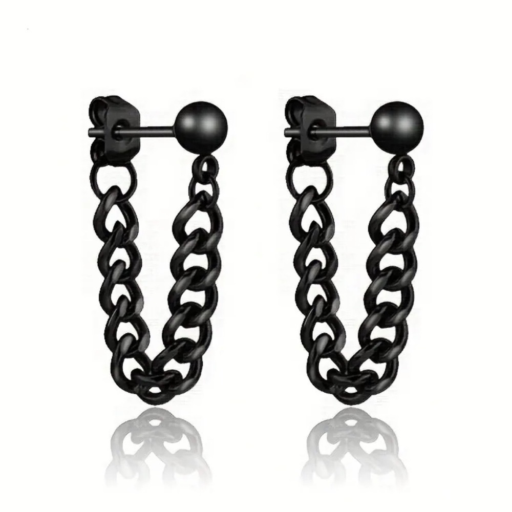 3/$25 Black Metal Chain Drop Earrings